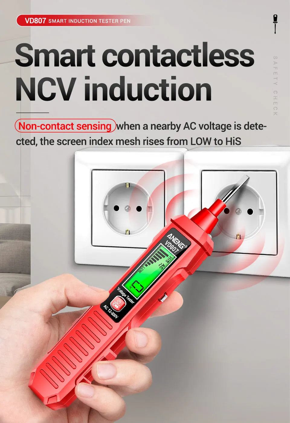 ANENG VD807 Induction Tester Pen LED Display